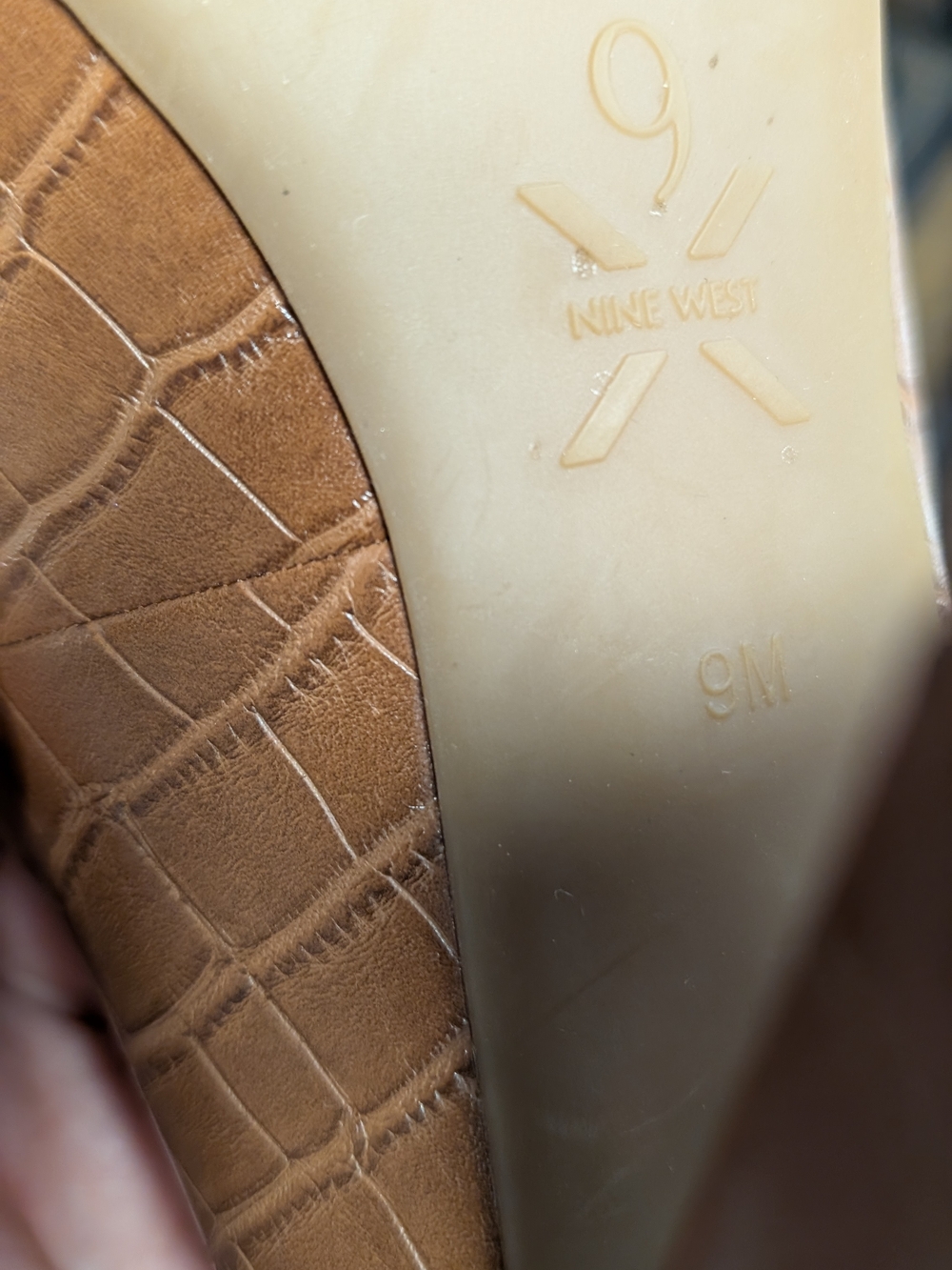 Nine West Brown Croc-Embossed Pointed Toe Pumps - Picture 11 of 11